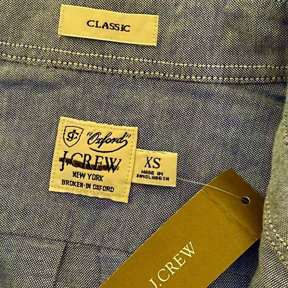NWT!! J. CREW Broken-In Organic Cotton Oxford Shirt Buttondown Raincoat Blue XS - Picture 13 of 16